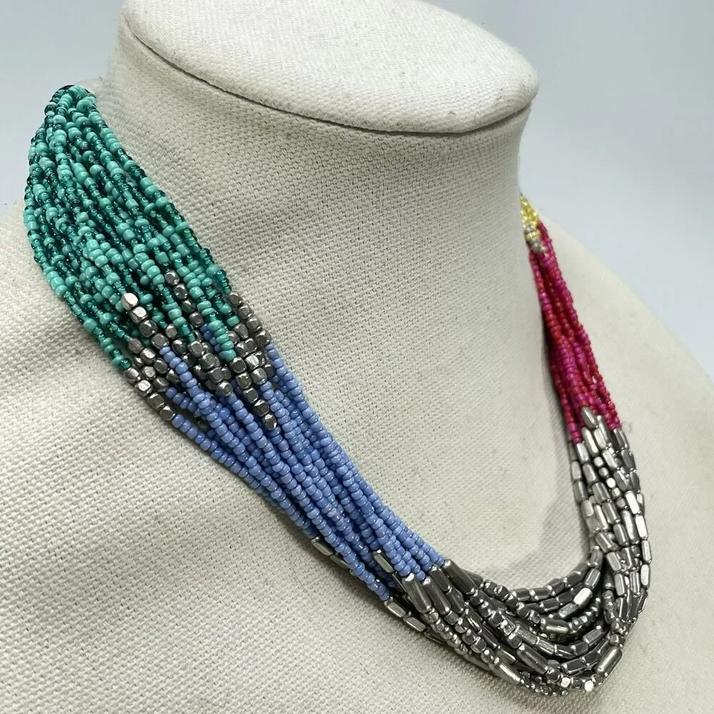 Stunning Kenneth Cole Statement Piece Necklace Colorful Beaded Bold Necklace